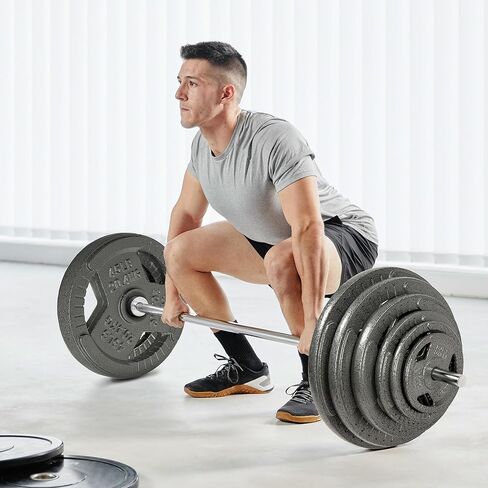 Fitvids Standard Barbell Weight Plates and Bar Set Olympic Bar for Weightlifting in Saudi Arabia