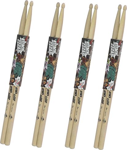 GRIFFIN Drum Sticks 12 Pairs of 5A Select Maple Wood (Attack Zzzap Edition) – Balanced, Straight & Uncoated Raw Finish for Pro Drummers in Saudi Arabia