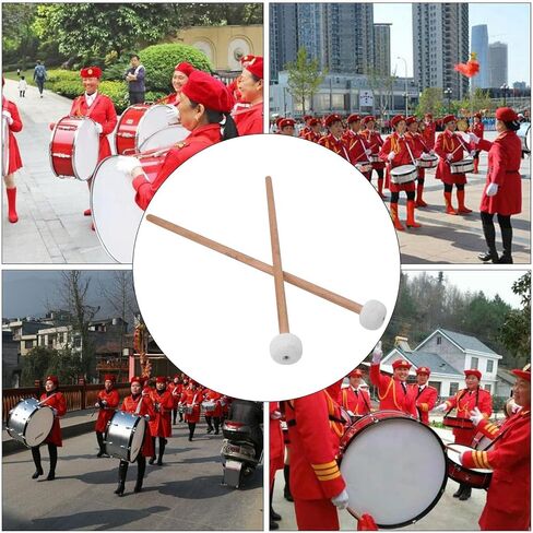 Timpani Mallets 2Pcs, Solid Wood Snare Drum Mallet, Portable Snare Drum Sticks Easy to Use, Suitable for Percussion Instrument Accessories, 1.3 x 15.3in in Kuwait