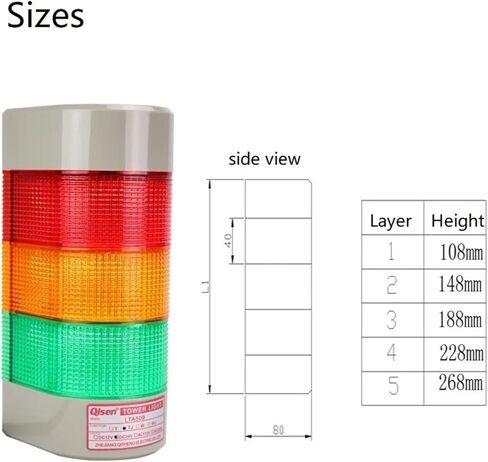 1pcs Wall Mounted Stack Light 1 2 3 4 5 Layer Industrial Signal Tower Lamp 12V 24V Steady Flashing Alarm Caution Light(4Layer with Buzzer_220V) in Saudi Arabia