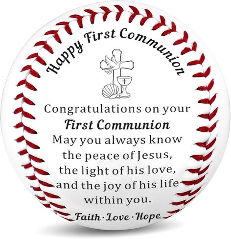 First Communion Gifts Baseball - Religious Keepsake for Boys Girls Son Daughter Godchild from Parents Grandparents Godparents - Christian Easter Baptism Confirmation Gift for Kids Church Holiday in Saudi Arabia