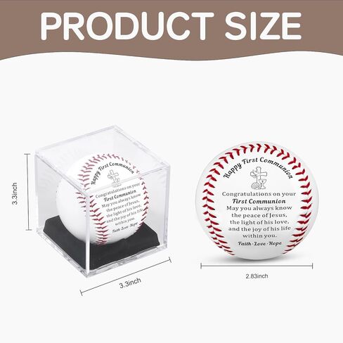 First Communion Gifts Baseball - Religious Keepsake for Boys Girls Son Daughter Godchild from Parents Grandparents Godparents - Christian Easter Baptism Confirmation Gift for Kids Church Holiday in Saudi Arabia