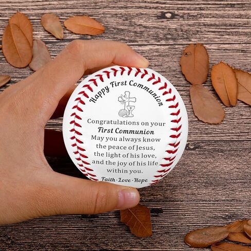 First Communion Gifts Baseball - Religious Keepsake for Boys Girls Son Daughter Godchild from Parents Grandparents Godparents - Christian Easter Baptism Confirmation Gift for Kids Church Holiday in Saudi Arabia
