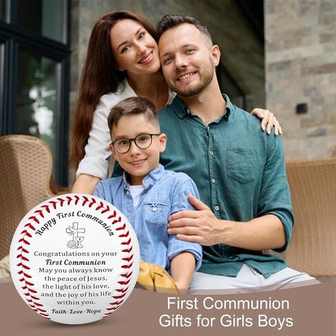 First Communion Gifts Baseball - Religious Keepsake for Boys Girls Son Daughter Godchild from Parents Grandparents Godparents - Christian Easter Baptism Confirmation Gift for Kids Church Holiday in Saudi Arabia