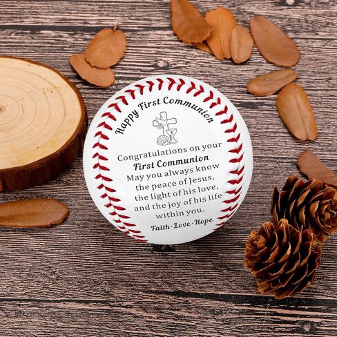 First Communion Gifts Baseball - Religious Keepsake for Boys Girls Son Daughter Godchild from Parents Grandparents Godparents - Christian Easter Baptism Confirmation Gift for Kids Church Holiday in Saudi Arabia