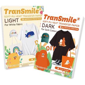 ورق نقل حراري من البولي يوريثان من TranSmile للقمصان (50 ورقة، 8.5 × 11 بوصة) فينيل ناقل للحرارة قابل للطباعة للأقمشة الداكنة، يمكن كيه على عمليات النقل للطابعة النافثة للحبر (D-50) in Kuwait