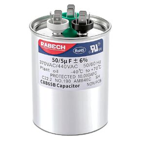 50/5uF 50/5MFD AC Capacitor CBB65B 50 5 uF MFD 50+5uF 370V/440V Round Dual Run Start A/C Capacitors ±6% for Air Conditioner in Kuwait
