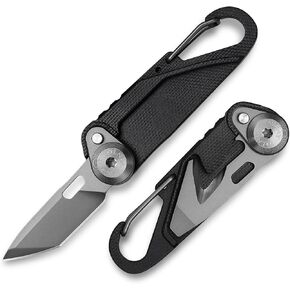 TACRAY Vinto 5-in-1 Small Pocket Knife – Ultra-Light Compact Multitool with Utility Knife, Seatbelt Cutter, Bottle Opener, Flathead Screwdriver & Keyring Attachment for Everyday Carry (Black) in Kuwait