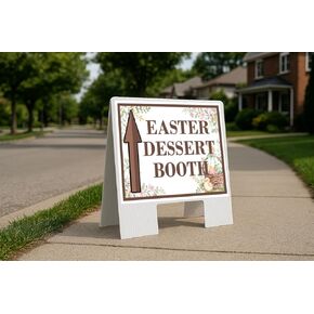Easter Dessert Booth Easter Spring Vintage Chicks Eggs Basket Brown Up Arrows A-Frame Single Sided 23x23 in. sign in Saudi Arabia