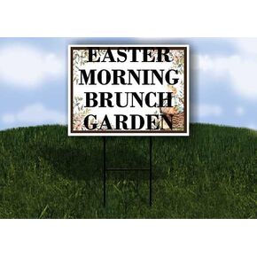 Easter Morning Brunch Garden Easter Spring Vintage Chicks Eggs Basket Brown Up Arrows A-Frame Single Sided 23x23 in. sign in Kuwait