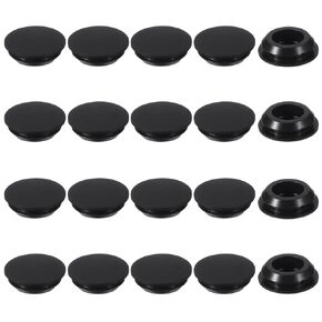 سدادات مطاطية، سدادات ثقب السيليكون، سدادات مطاطية من النوع T، أغطية نهاية قفل مقاومة للماء - مناسبة لـ (فتحات مستديرة 17-18 مم/المطبخ/الأثاث) 17 مم و20 عبوة باللون الأسود in Kuwait