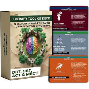 Therapy Cards for Adults & Teens: 4-in-1 DBT, CBT, ACT & MBCT Deck – Coping Skills Flashcards for Anxiety, Trauma & Stress Relief – Dialectical Behavior Therapy Tools for Therapists & Self Care in Kuwait