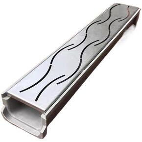 قطعة واحدة من نظام صرف خندق نحيف متين للحديقة والفناء والفناء والمرآب - طقم من الفولاذ المقاوم للصدأ والراتنج (60 سم × 10 سم × 6 سم) in Kuwait