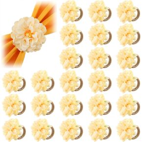 24 Pcs Flower Napkin Rings Daisy Flower Handcraft Floral Napkin Holder Rings for Wedding, Holiday Banquet, Luncheons, Birthday Party Dining Table Decor in Kuwait