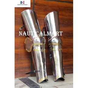 NauticalMart Medieval Leg Guards XIV Century Churburg Leg Armor, Gothic Upper Leg- Knees and Greaves Halloween Costume in Kuwait