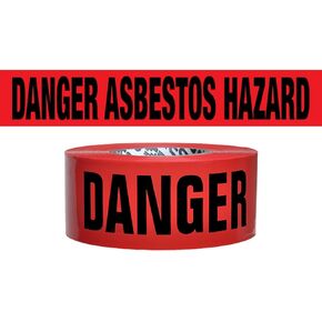 شريط حاجز تحذيري من Presco B3103R1 مقاس 3 بوصات × 1000 قدم 3 مل، أحمر "خطر الأسبستوس"، ارتفاع 7.25 بوصة، عرض 3 بوصة، طول 7.25 بوصة in Kuwait