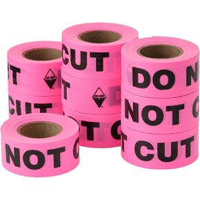 شريط علامات الفينيل من بريسكو - 1-1/2 بوصة × 150 قدم بينك جلو، مطبوع "DO NOT CUT" شريط علامات عالي الوضوح للاستخدام في الغابات والحقل (1) in Kuwait