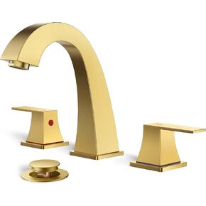 FORIOUS صنبور حوض الحمام 3 فتحات، صنابير حمام سوداء غير لامعة للغرور مع استنزاف منبثق وخطوط إمداد، خالية من الرصاص 8 بوصة صنبور واسع الانتشار لحوض 3 فتحات in Kuwait