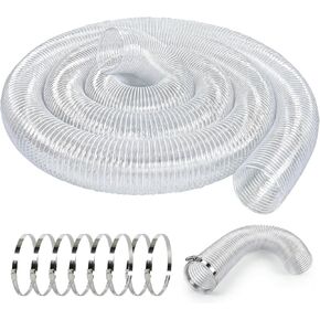 6 Inches 30 FT PVC Dust Collection Hose, Flexible Puncture Resistant Hose with 8 Stainless Steel Clamps, Clear Vacuum Hose for Industrial and Home Use in Kuwait