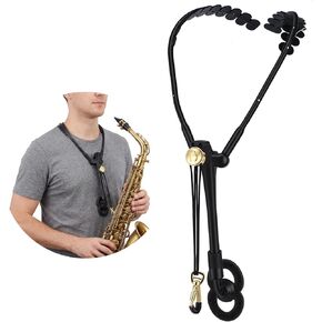 Saxophone Harness, Adjustable Double Shoulder Neck Strap, 360 Swivel & Metal Snap Hook, Comfortable Sax Strap for Alto, Soprano and Baritone Sax, Black in Kuwait