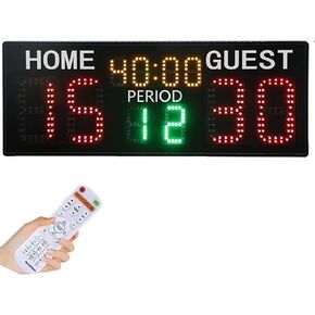 hinhoo Battery Powered LED Digital Scoreboard with Timer Clock, Tennis Score Keeper for Net, Digital Scoreboard with Remote for Basketball/Baseball/Volleyball/Cornhole,Scoreboard in Kuwait