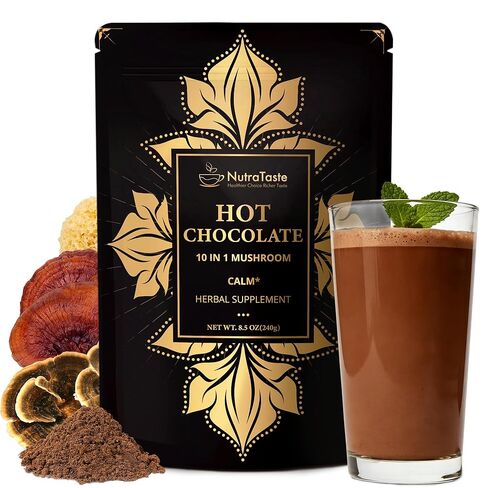 Mushroom Hot Cocoa with Magnesium Glycinate & L-Theanine, GABA | 10-Mushroom Blend with Lion’s Mane & Reishi | Supports Calm Focus & Relaxation | Cacao Powder, No Melatonin | Keto & Vegan | 8.5 OZ in Saudi Arabia