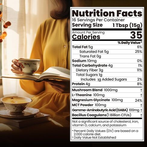 Mushroom Hot Cocoa with Magnesium Glycinate & L-Theanine, GABA | 10-Mushroom Blend with Lion’s Mane & Reishi | Supports Calm Focus & Relaxation | Cacao Powder, No Melatonin | Keto & Vegan | 8.5 OZ in Saudi Arabia