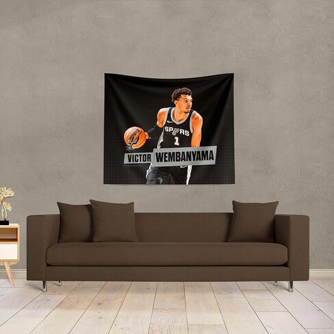 Northwest NBA San Antonio Spurs Victor Wembanyama Printed Wall Hanging Tapestry, 34 x 40 in, Woven Polyester Fabric, Decorative Fan Art for Bedroom Office Living Room in Saudi Arabia