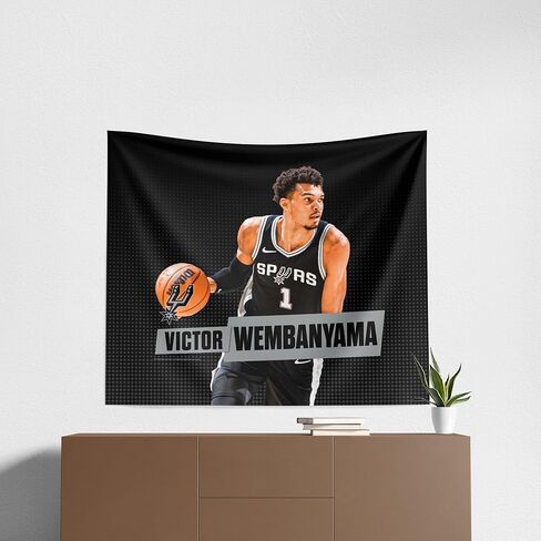 Northwest NBA San Antonio Spurs Victor Wembanyama Printed Wall Hanging Tapestry, 34 x 40 in, Woven Polyester Fabric, Decorative Fan Art for Bedroom Office Living Room in Saudi Arabia