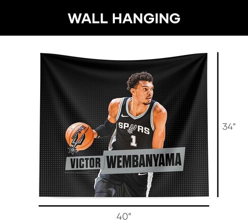 Northwest NBA San Antonio Spurs Victor Wembanyama Printed Wall Hanging Tapestry, 34 x 40 in, Woven Polyester Fabric, Decorative Fan Art for Bedroom Office Living Room in Saudi Arabia
