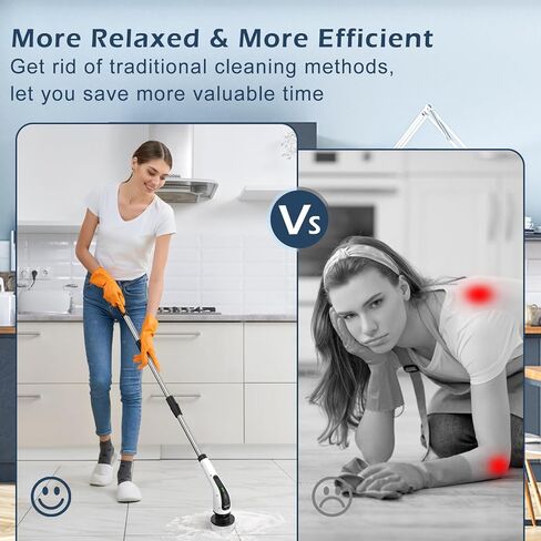 جهاز تنظيف كهربائي تدور ، فرك فرشن تنظيف اللاسلكي للمنزل ، 8 رؤوس فرشاة قابلة للاستبدال-90 دقيقة وقت العمل ، 3 حجم قابل للتعديل ، وسرعان لسيارة حمام حمام حوض الاستحمام in Kuwait