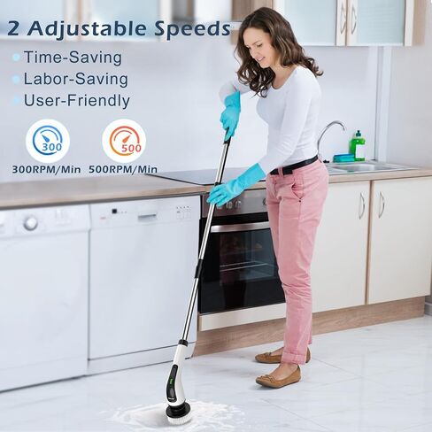 جهاز تنظيف كهربائي تدور ، فرك فرشن تنظيف اللاسلكي للمنزل ، 8 رؤوس فرشاة قابلة للاستبدال-90 دقيقة وقت العمل ، 3 حجم قابل للتعديل ، وسرعان لسيارة حمام حمام حوض الاستحمام in Kuwait