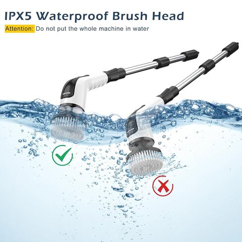 جهاز تنظيف كهربائي تدور ، فرك فرشن تنظيف اللاسلكي للمنزل ، 8 رؤوس فرشاة قابلة للاستبدال-90 دقيقة وقت العمل ، 3 حجم قابل للتعديل ، وسرعان لسيارة حمام حمام حوض الاستحمام in Kuwait