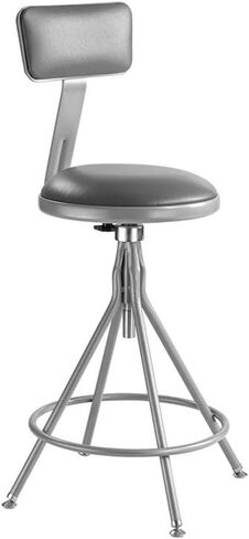 مقعد بيمبرلي مبطن بارتفاع 24-30 بوصة من الفولاذ والفينيل قابل للتعديل، مقعد دوار رمادي شديد التحمل مع مسند ظهر، أبعاد 16 × 16 بوصة، سعة وزن 300 رطل، مختبر حديث أو استخدام في الفصل الدراسي in Kuwait