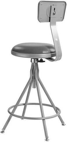 مقعد بيمبرلي مبطن بارتفاع 24-30 بوصة من الفولاذ والفينيل قابل للتعديل، مقعد دوار رمادي شديد التحمل مع مسند ظهر، أبعاد 16 × 16 بوصة، سعة وزن 300 رطل، مختبر حديث أو استخدام في الفصل الدراسي in Kuwait