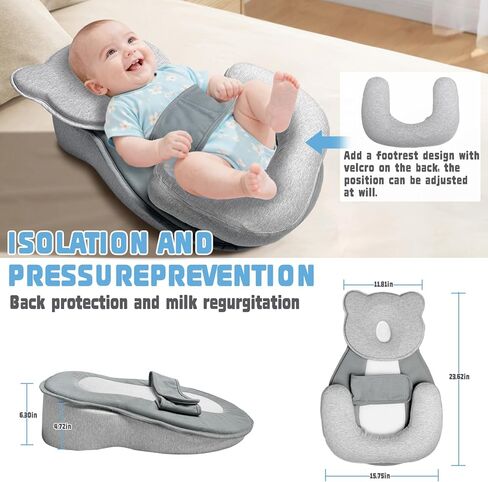 وسادة الارتجاع للطفل، وسادة دعم الرضع وسادة الارتجاع وسادة الرضاعة الطبيعية، وسادة دعم تغذية الأطفال لتقليل البصق مع حزام الأمان in Kuwait