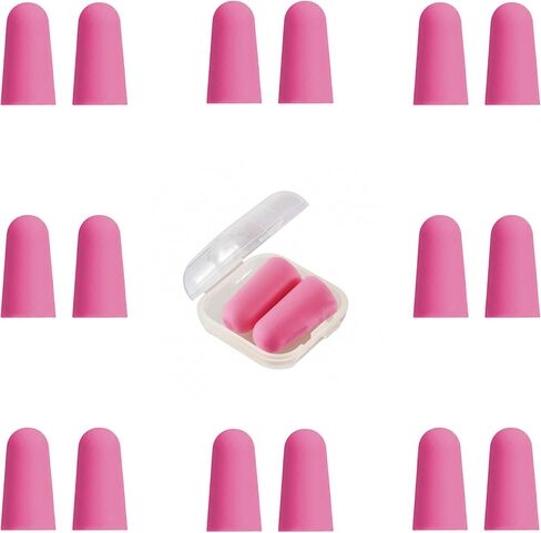10 Pairs Pink Reusable Ear Plugs, 32dB NRR Noise Reduction, Washable Slow-Rebound Foam Earplugs for Sleeping, Snoring, Work, Concerts, Travel in Saudi Arabia