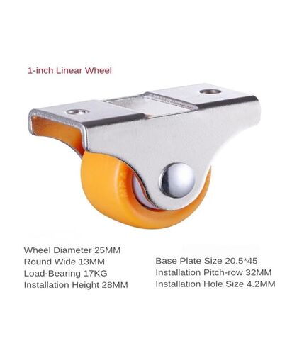 (Pack of 4) 1 Inch Furniture Linear Wheels Rigid Plastic PP Silent Directional Fixed Casters Sliding Door Pulleys in Saudi Arabia