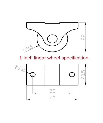 (Pack of 4) 1 Inch Furniture Linear Wheels Rigid Plastic PP Silent Directional Fixed Casters Sliding Door Pulleys in Saudi Arabia