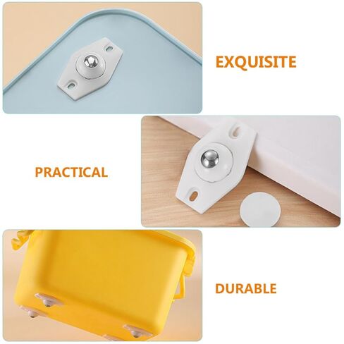 24pcs Self Adhesive Mini Swivel Caster Wheels for Storage Boxes and Furniture, White Ball Bearing Replacement Caster Wheels for Home Moving and Appliance Use in Saudi Arabia