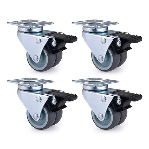 [Pack of 4] 2-inch Flat Double-Row Swivel casters with Brakes, Rubber Silent Furniture, Industrial Vehicles, Heavy-Duty wear-Resistant in Saudi Arabia