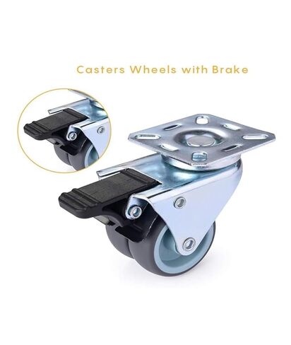 [Pack of 4] 2-inch Flat Double-Row Swivel casters with Brakes, Rubber Silent Furniture, Industrial Vehicles, Heavy-Duty wear-Resistant in Saudi Arabia