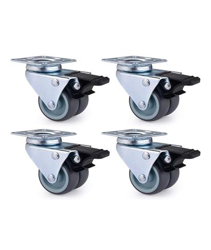 [Pack of 4] 2-inch Flat Double-Row Swivel casters with Brakes, Rubber Silent Furniture, Industrial Vehicles, Heavy-Duty wear-Resistant in Saudi Arabia