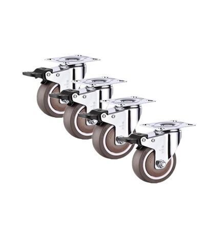 (Pack of 4) 3-inch Brake casters Rubber Silent Light Furniture Shelf Wheels in Saudi Arabia