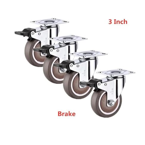 (Pack of 4) 3-inch Brake casters Rubber Silent Light Furniture Shelf Wheels in Saudi Arabia