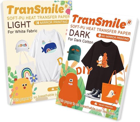 ورق نقل حراري من البولي يوريثان من TranSmile للقمصان (50 ورقة، 8.5 × 11 بوصة) فينيل ناقل للحرارة قابل للطباعة للأقمشة الداكنة، يمكن كيه على عمليات النقل للطابعة النافثة للحبر (D-50) in Kuwait