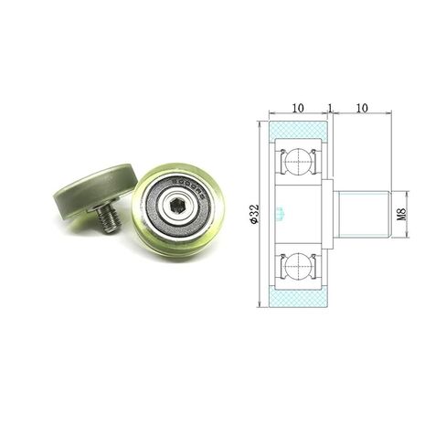 1 piece OD32 X W10 X M8 Roller Soft Rubber Pulley in Saudi Arabia