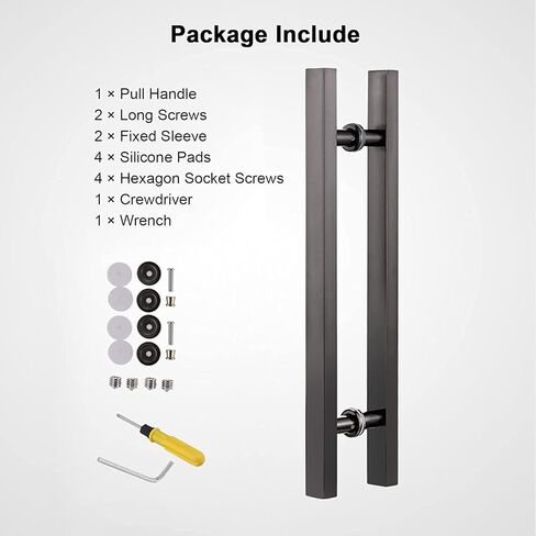 Modern Push Pull Bar Handle,Stainless Steel Commercial Door Handle,H-Shape Square Glass Door Handles for Sliding Barn Door,Double Sided Hardware in Saudi Arabia