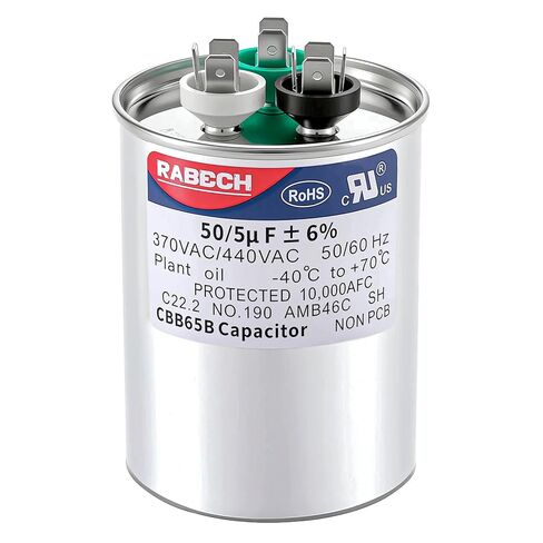 50/5uF 50/5MFD AC Capacitor CBB65B 50 5 uF MFD 50+5uF 370V/440V Round Dual Run Start A/C Capacitors ±6% for Air Conditioner in Kuwait