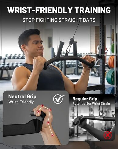 Mikolo 2-in-1 Lat Pulldown Bar, Narrow and Wide Grip Lat Pull Down Attachments for Home Gym,Neutral Grip Cable Machine Attachments for Back and Upper Body Training in Kuwait